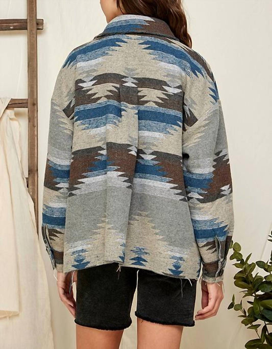 Aztec Print Shacket - Plus
