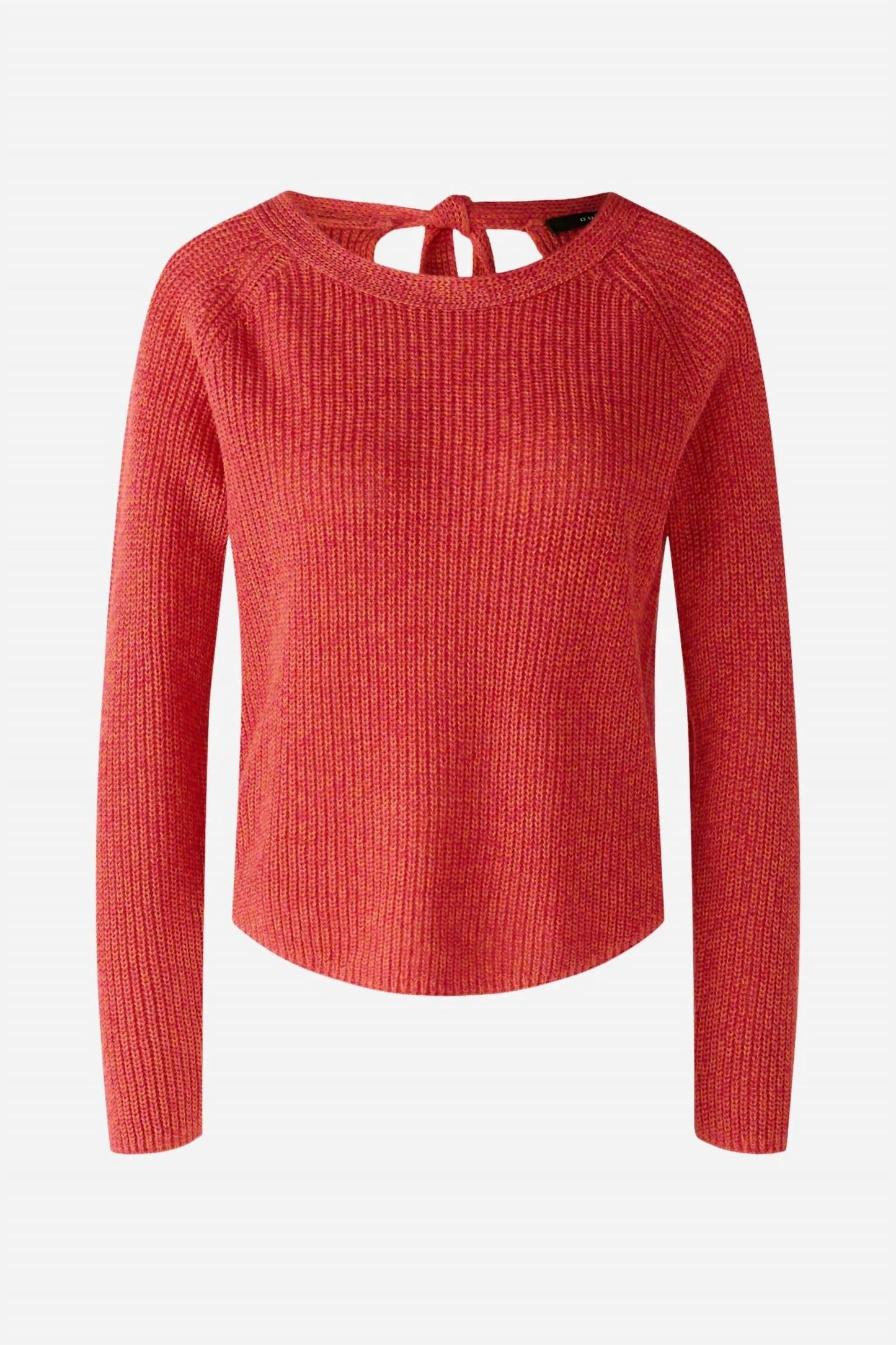 Rundhals-Strickpullover mit offener Rückseite und Bindeband