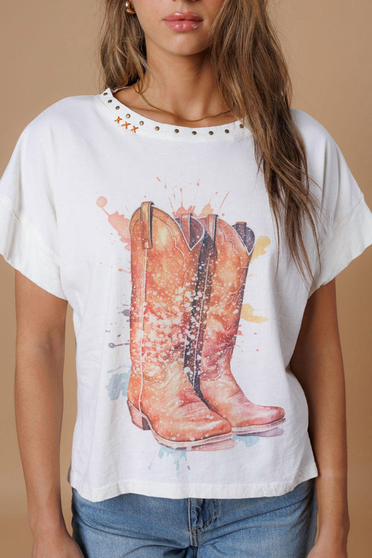 Splatter Boots Hi-Lo T-Shirt