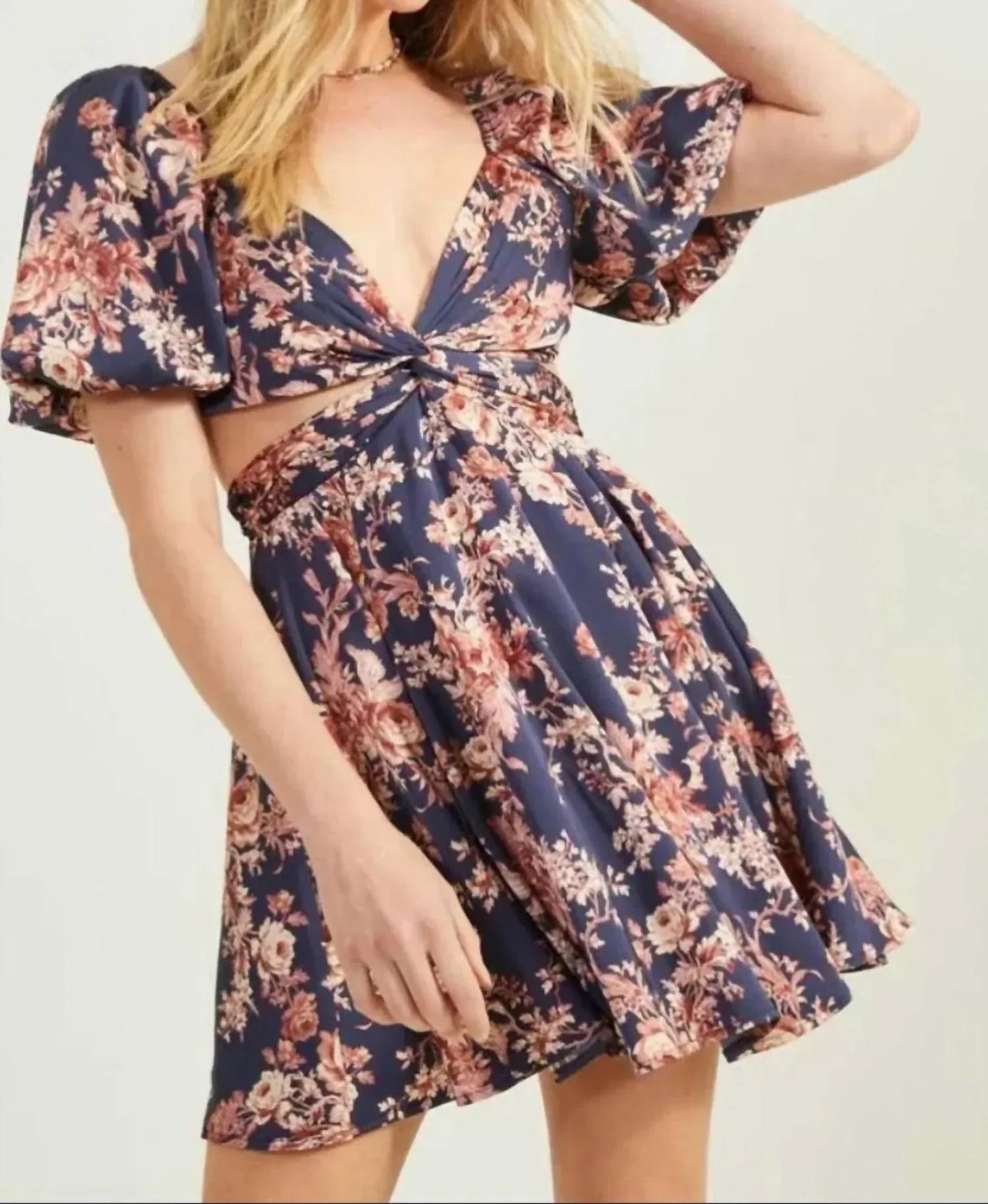 Floral Dress With Cut Outs