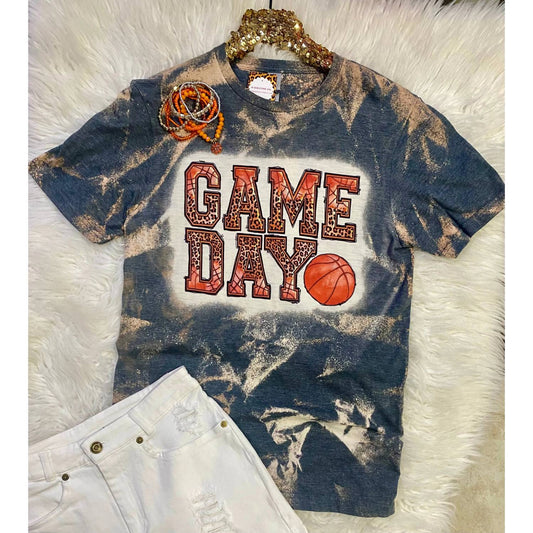 Damen-Basketball Leopard Game Day Bleached T-Shirt