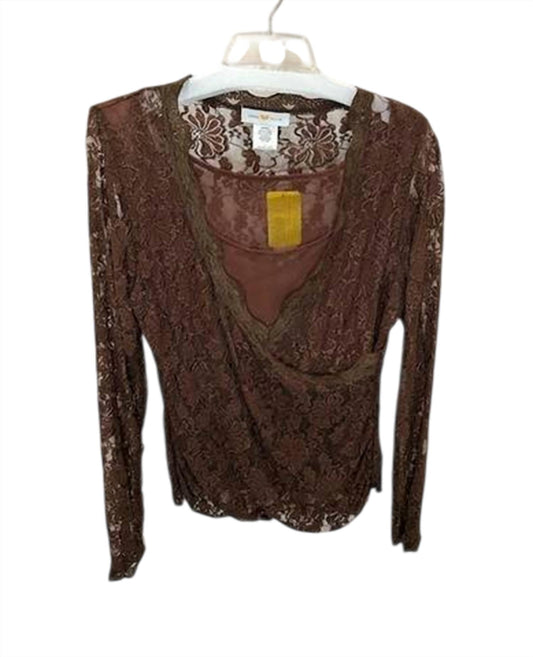 Women Floral Lace Wrap Blouse