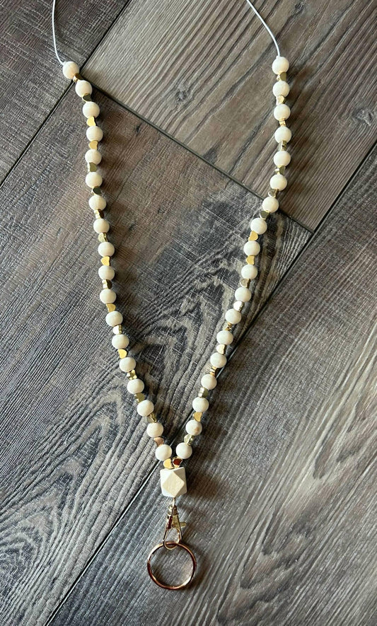 Women's Heart Beaded Teacher Nurse Lanyard With Breakaway Clasp