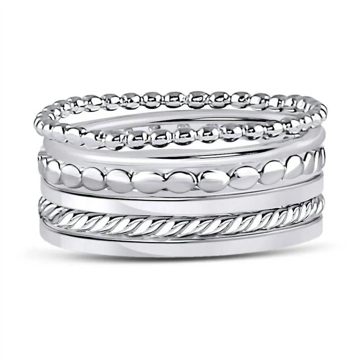 Women's Sterling Silver 6 Bands Stackable Set Ring