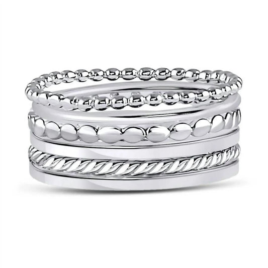 Women's Sterling Silver 6 Bands Stackable Set Ring