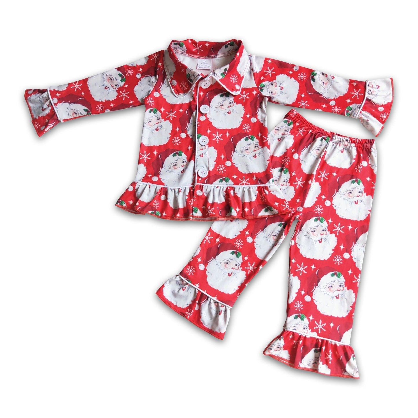 Schlafanzug mit Weihnachtsmann-Aufdruck für Mädchen