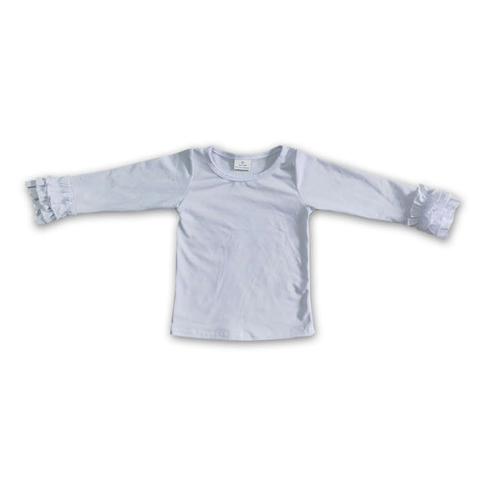 Mädchen-Shirt mit Rüschen aus weißer Baumwolle und Zuckerguss