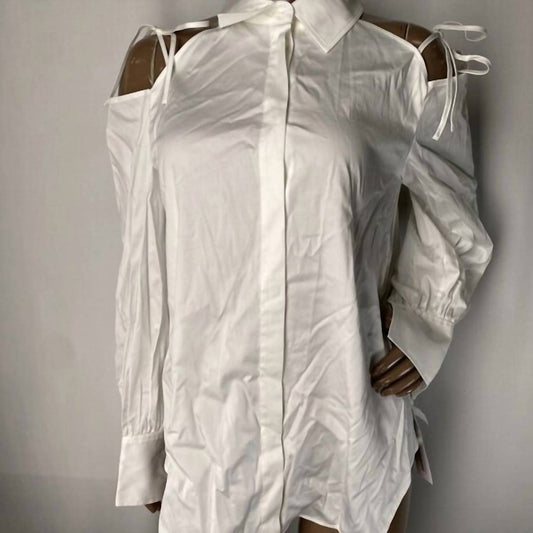 Women’s Obi Cutout-shoulder Button-up Top