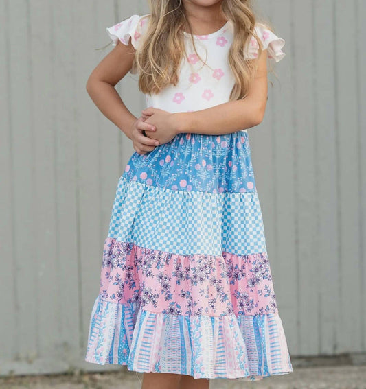 Floral Check Tiered Spring Dress