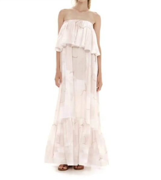 Abstract Silkiness Maxi Ruffled Strapless Dress