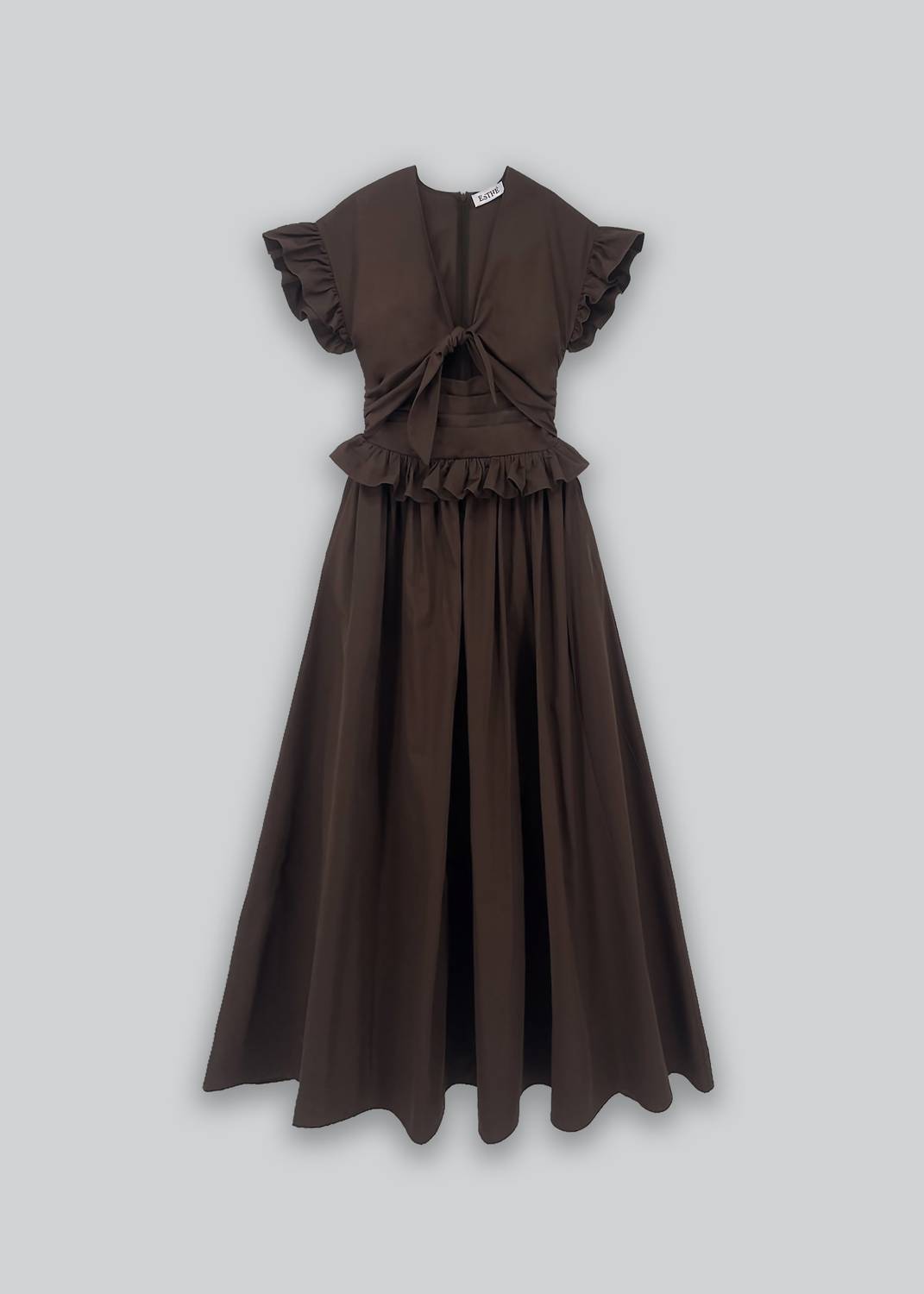 Maxikleid aus gestufter Baumwolle mit Schleife