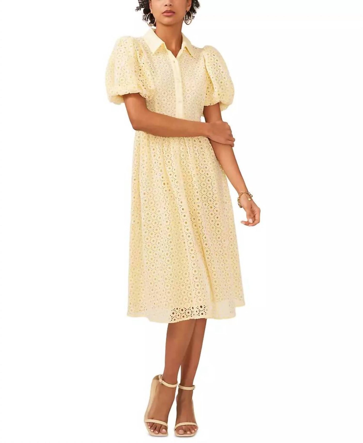 Baumwollkleid mit Ballonärmeln