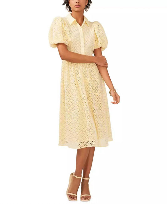 Balloon-sleeve Cotton Dress
