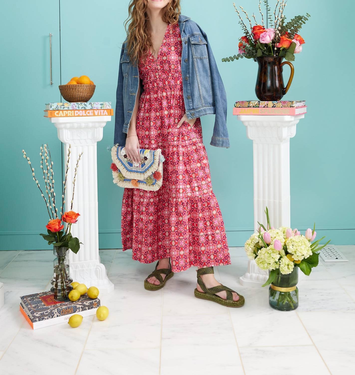 Maxikleid mit tiefem V-Ausschnitt Poppy