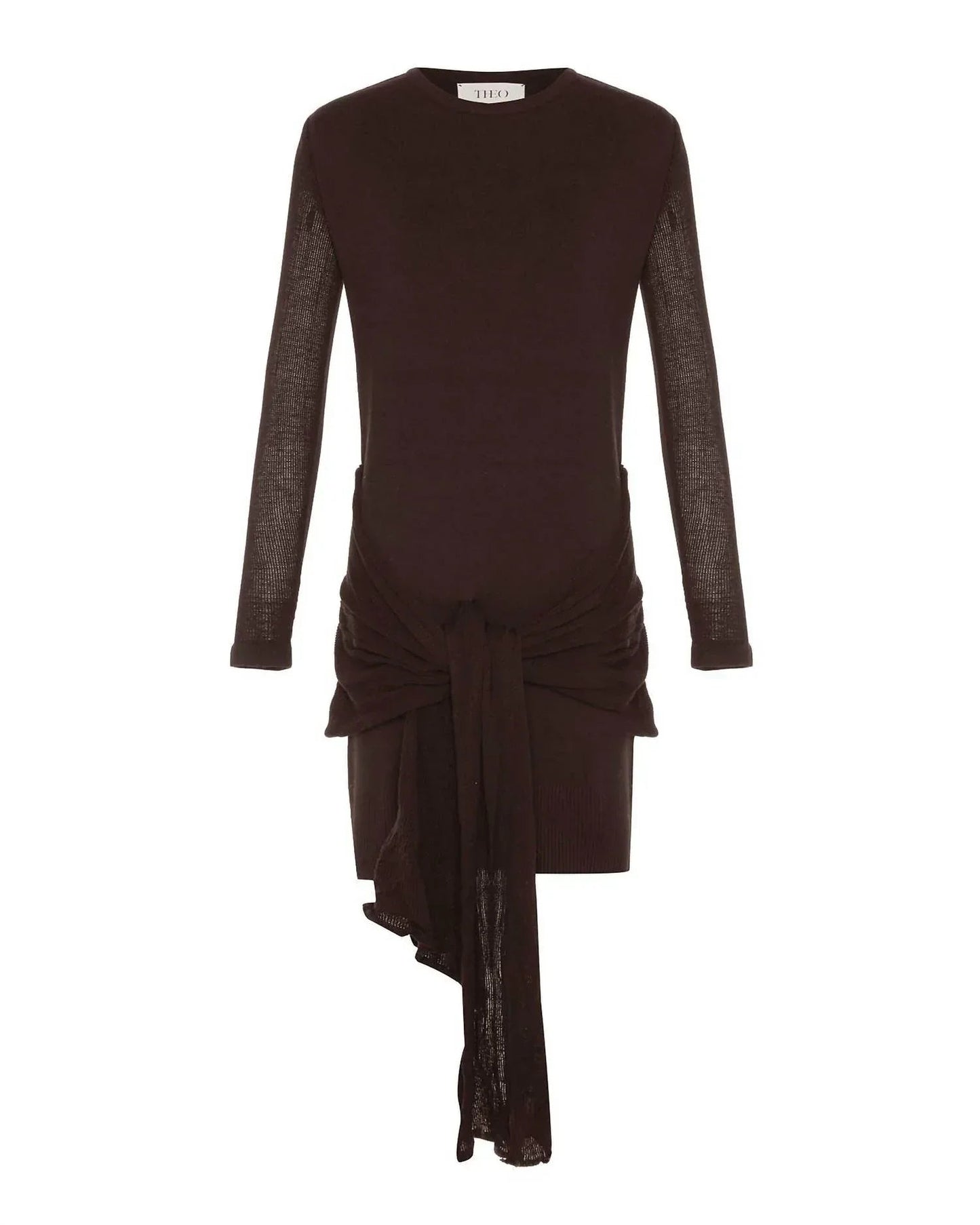Women's Sheer Sleeve Draped Front Dress