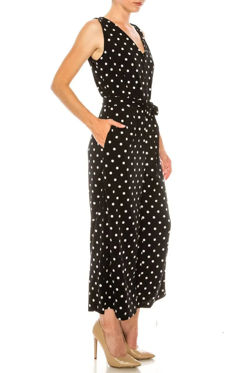 Gepunkteter ärmelloser Jumpsuit