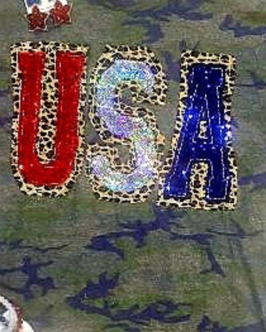 Women's Usa Sequin Camo Tee