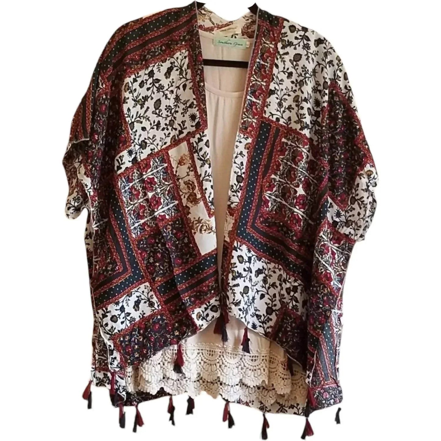 Damen-Kimono mit Quasten und Print