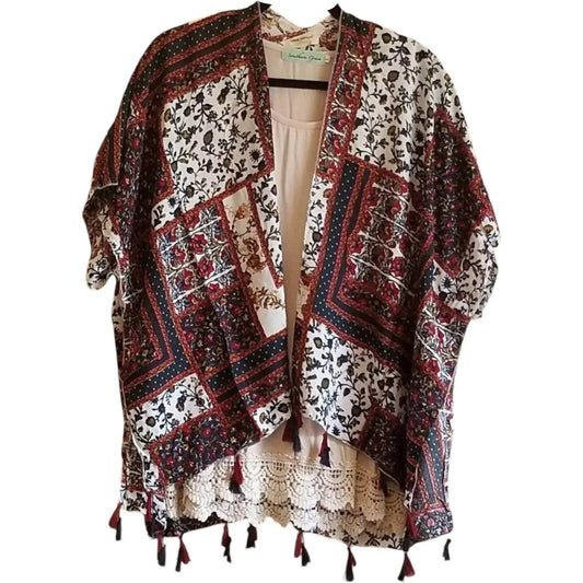 Women's Print Kimono with Tassels
