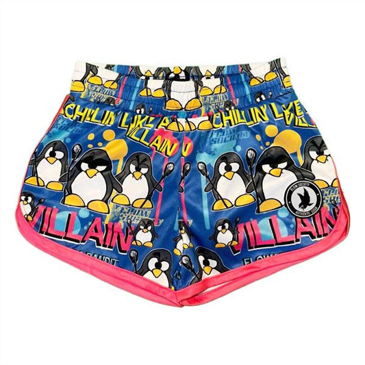 Mädchen-Lacrosse-Shorts mit Pinguinmotiv