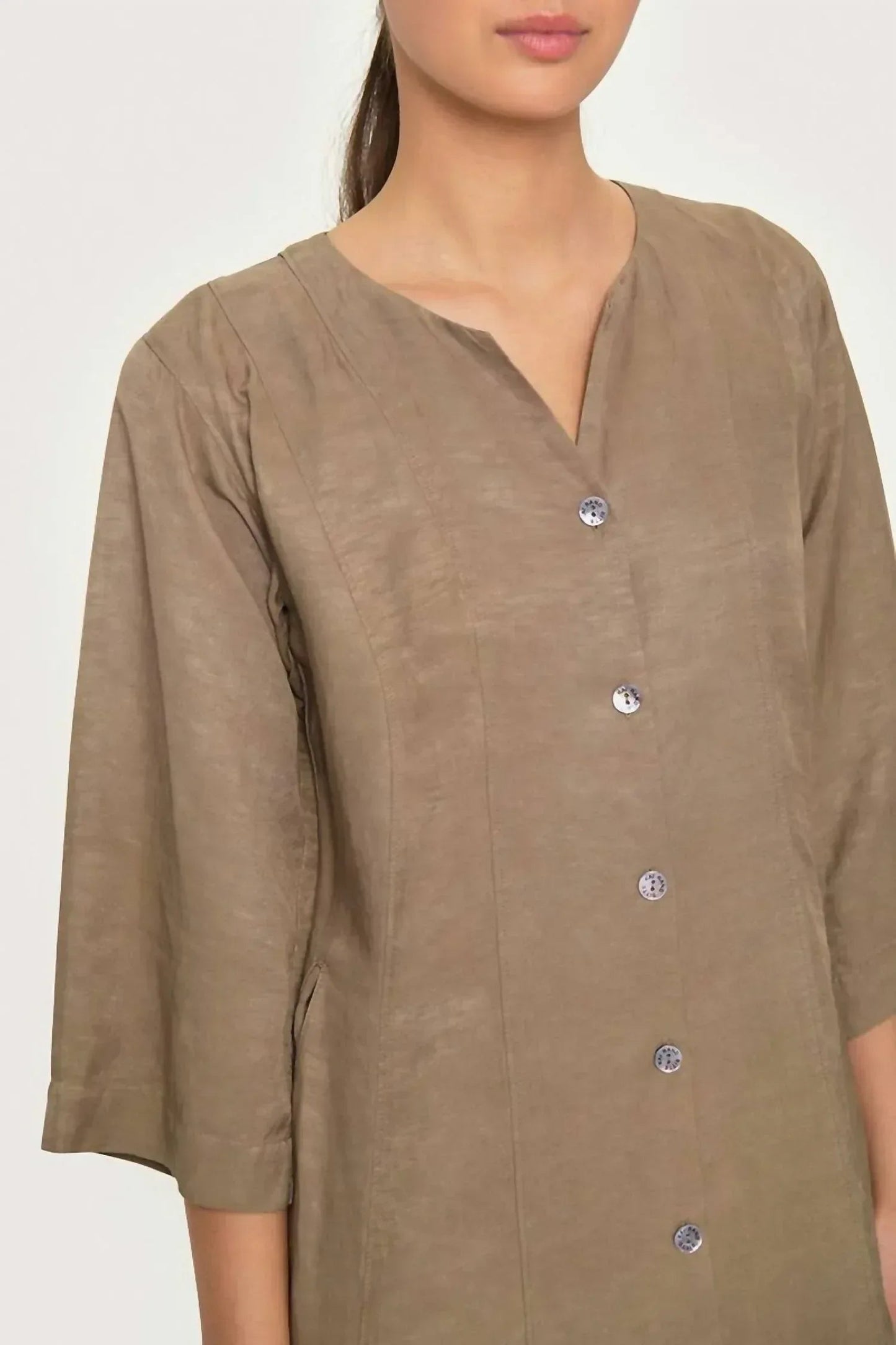 Midi-Kleid aus Leinenmischung