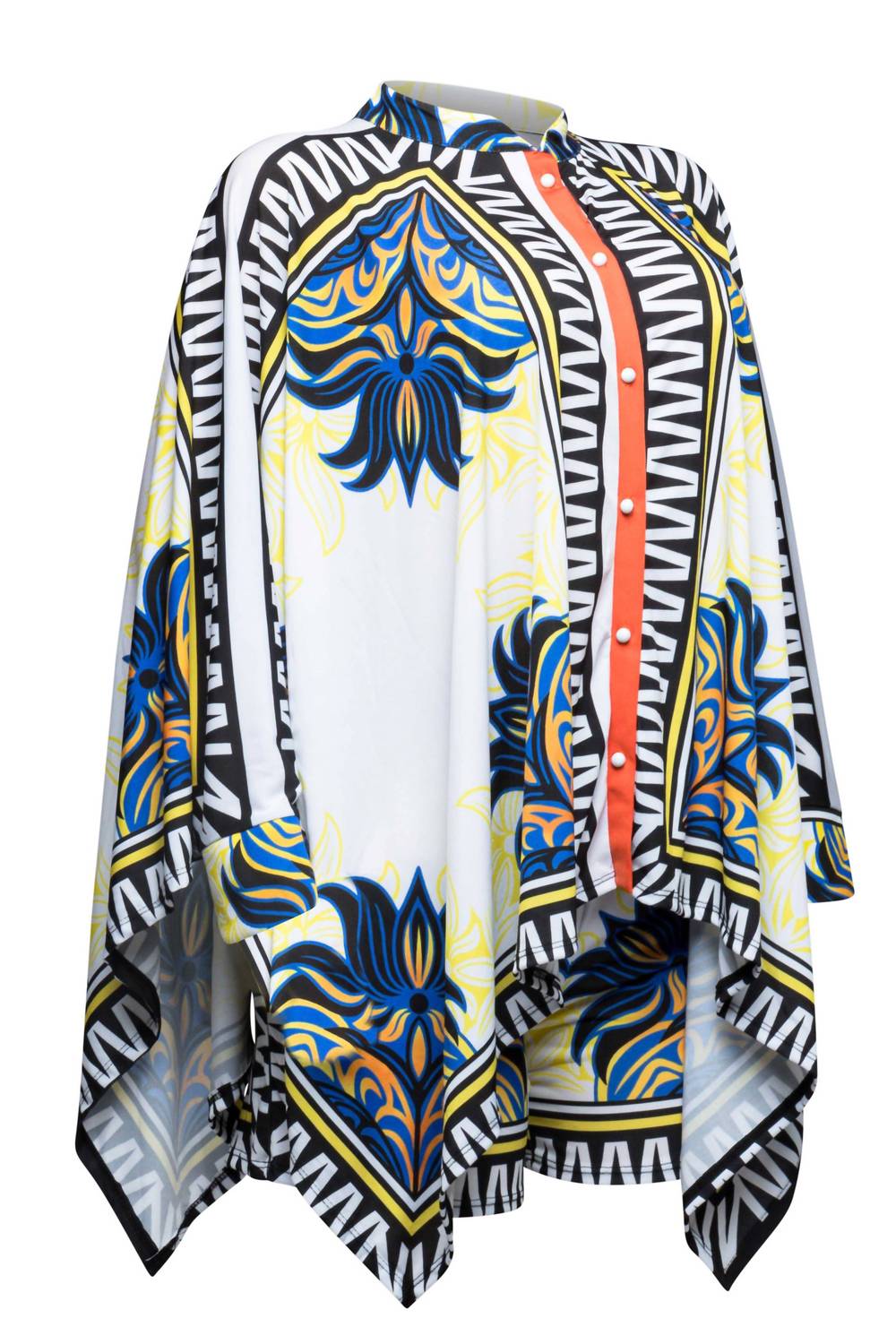 Damen-Kimono-Top mit Knopfleiste und Shorts-Set