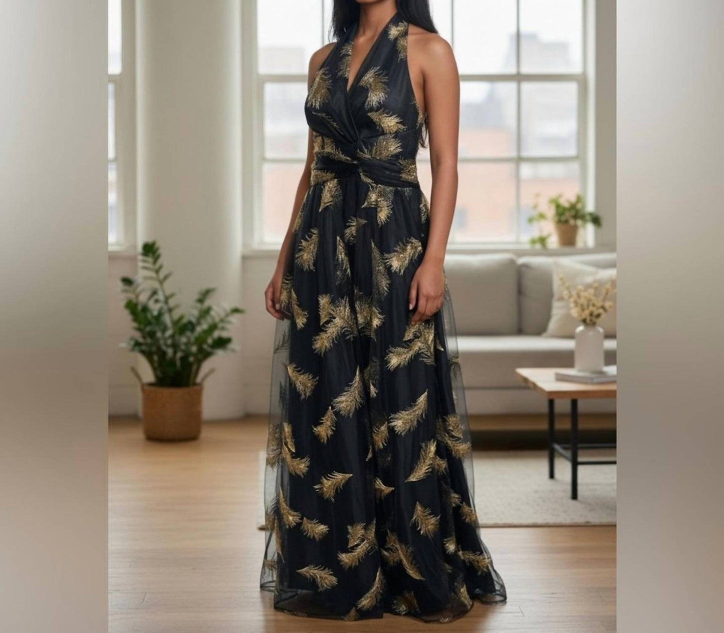 New York Halter-neck Maxi Dress