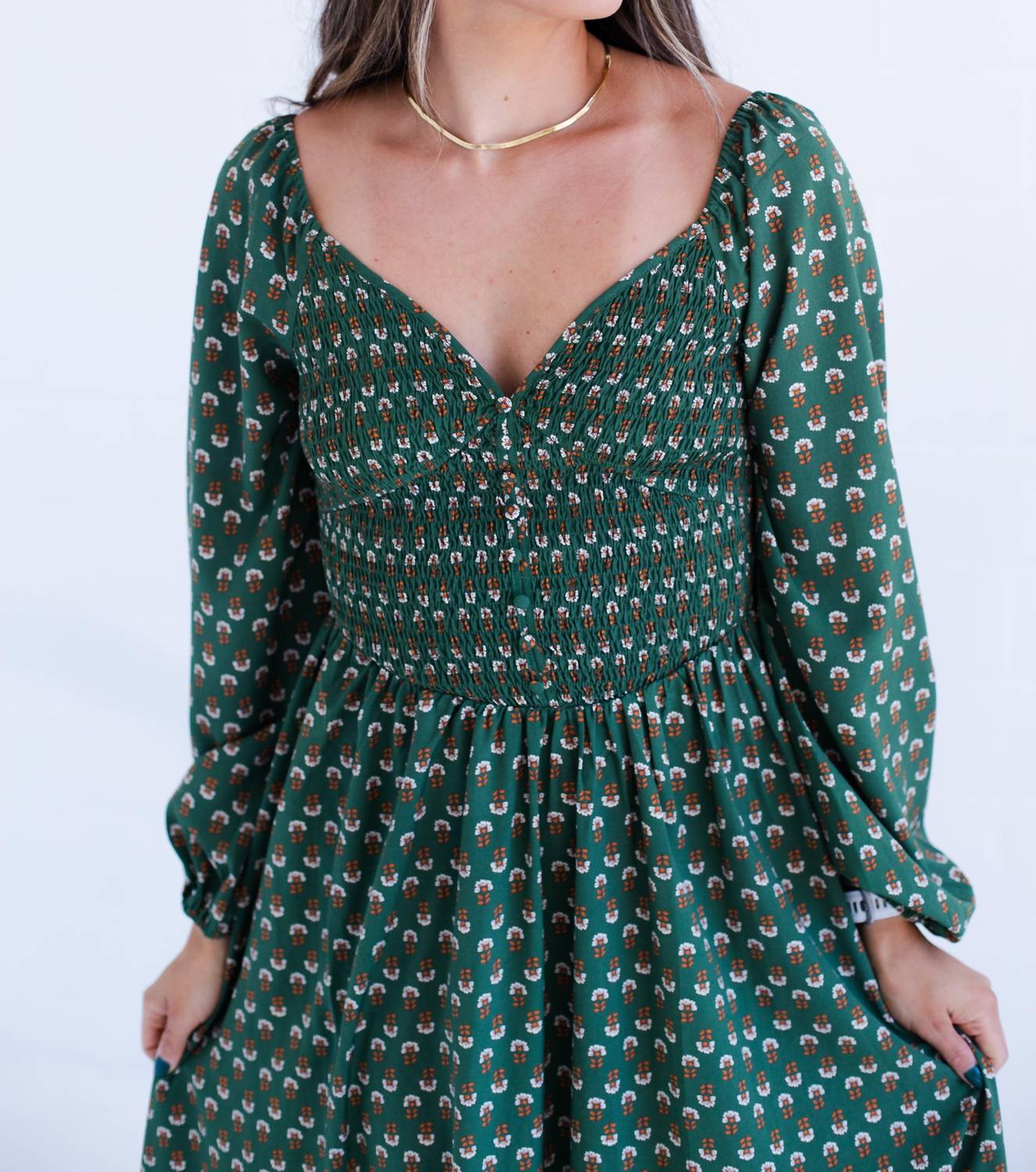 Damen Maxikleid mit Blumenmuster und langen Ärmeln