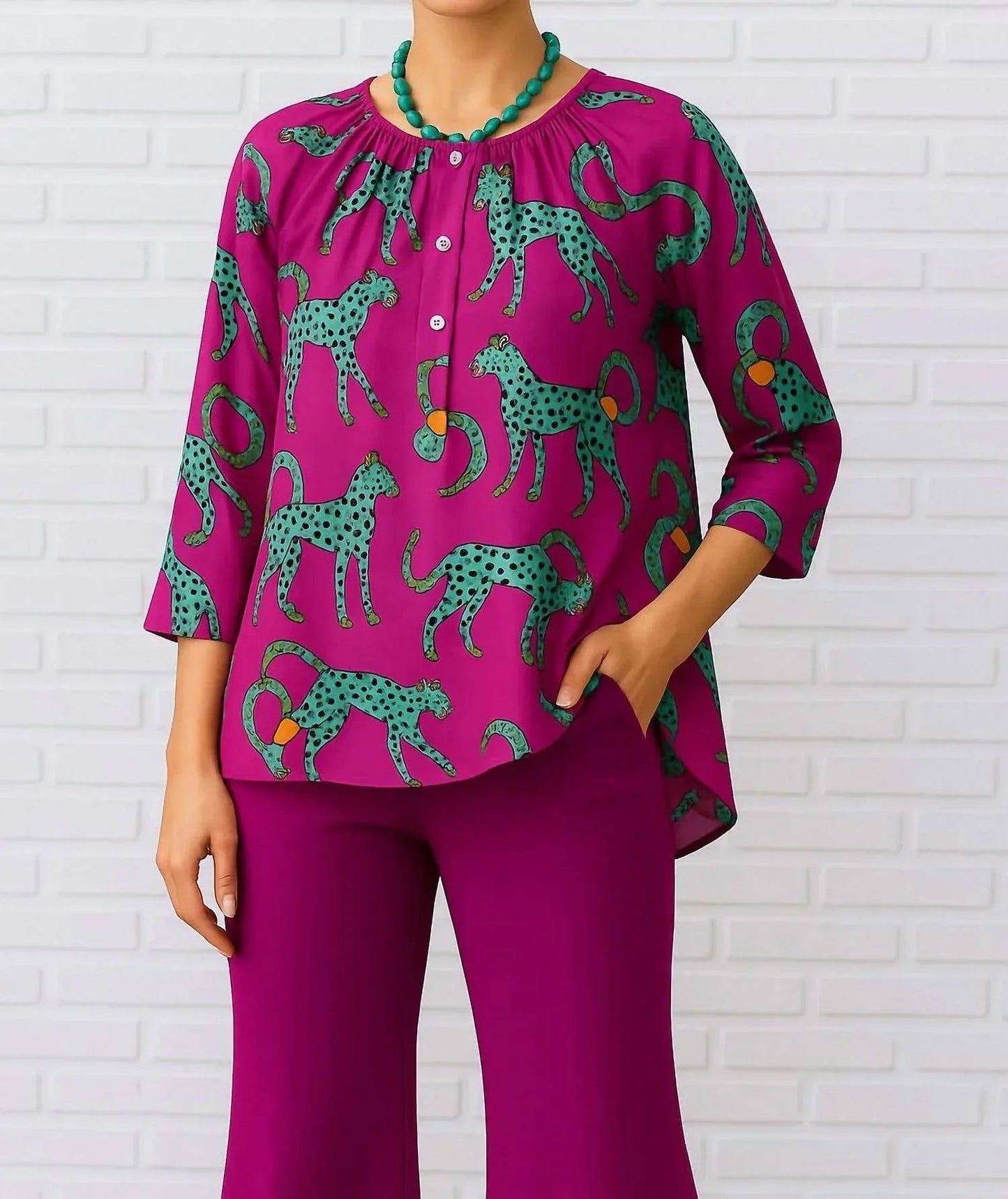 Round Neck Button Up Knit Top