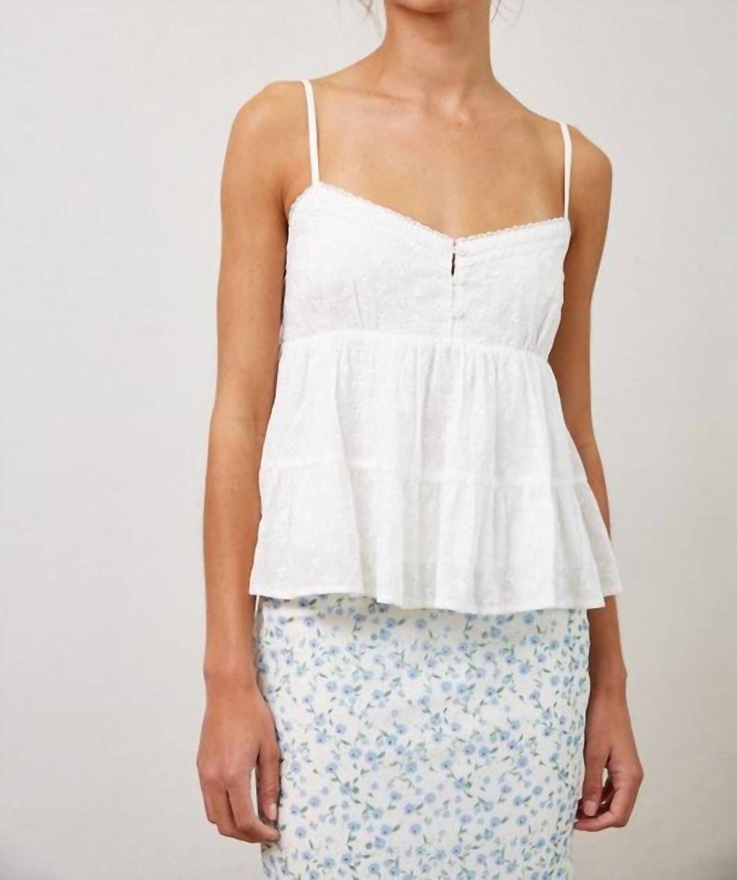 Eyelet Lace Trim Cami Top