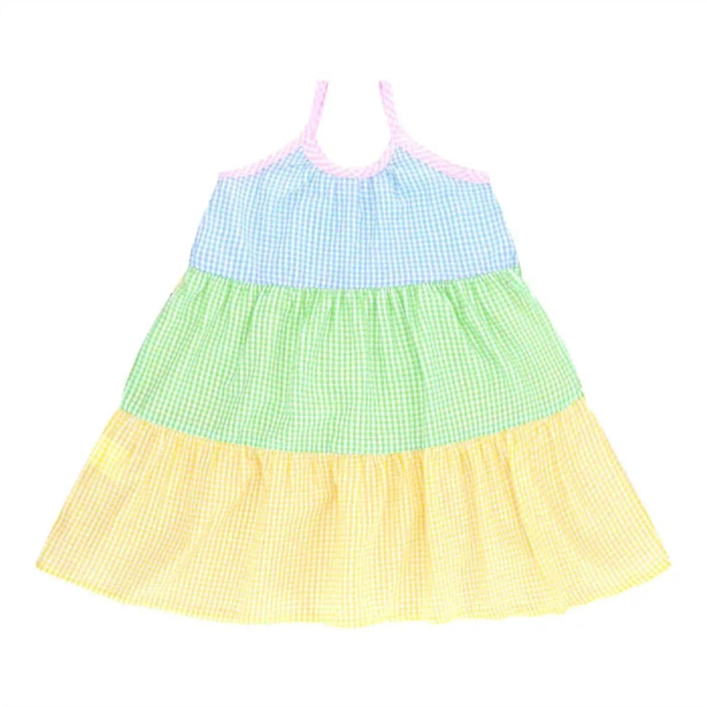 Mädchenkleid mit Vichy-Patchwork-Einsätzen
