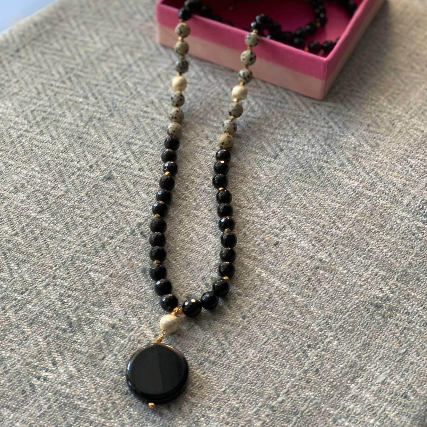 Onyx Dalmation Stone Necklace