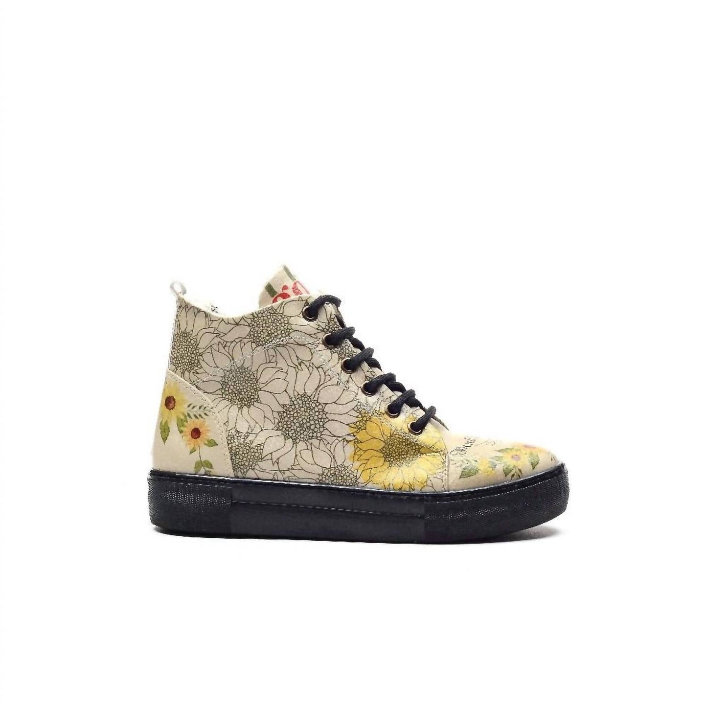 Damen-Schnürstiefeletten mit Sonnenblumen-Print