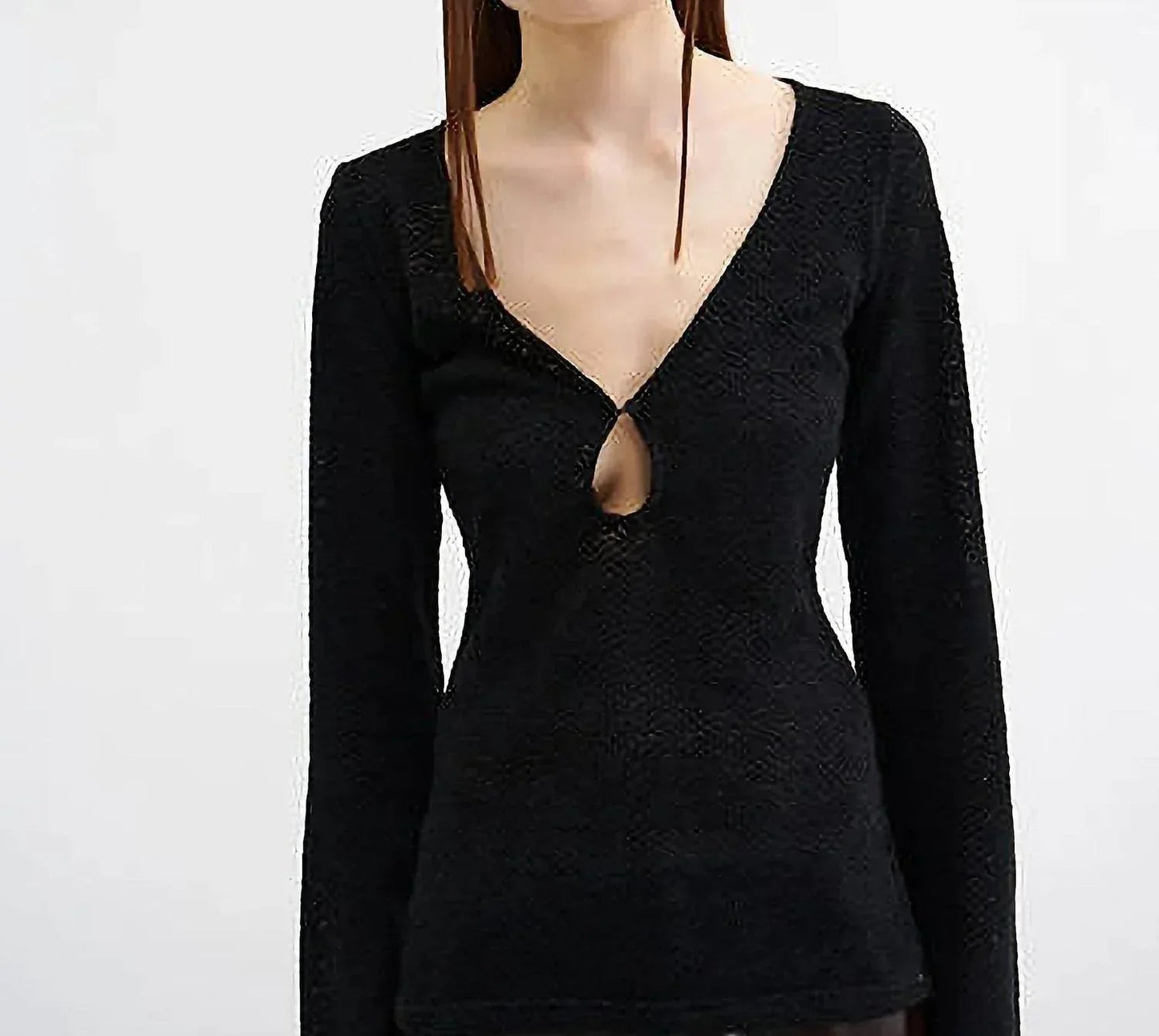 Damen-Strickbluse mit Schlüssellochausschnitt „Viennars“