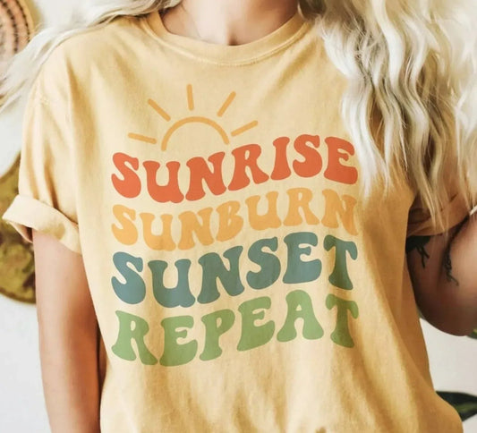Women's Sunrise Sunburn Sunset Repeat Tee