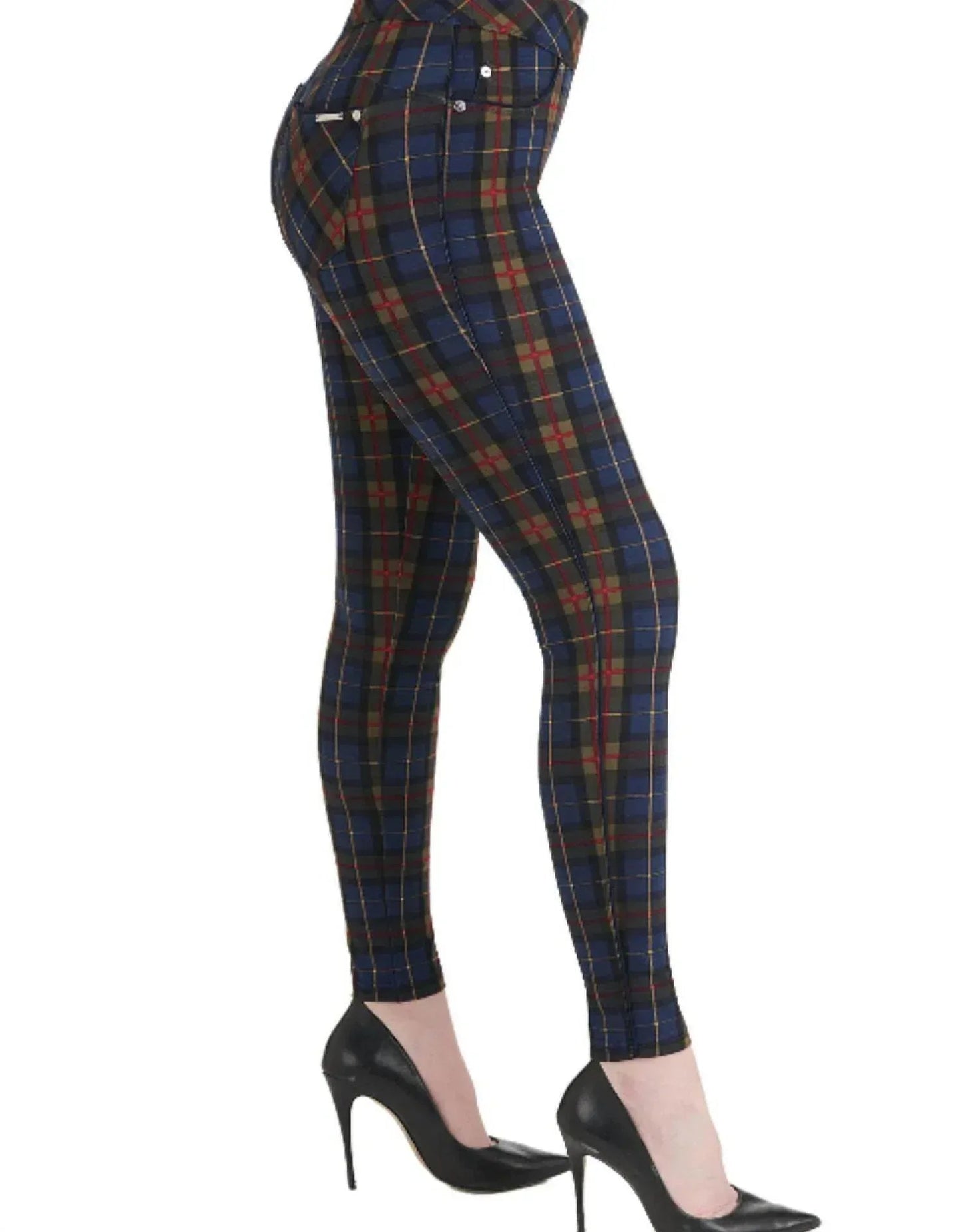 Luxe Karo-Jeggings mit Paspelierung