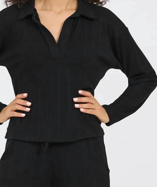 Brushed Cozy Open Polo Top
