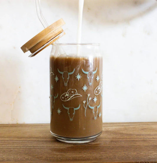 Boho Western Latte Glass