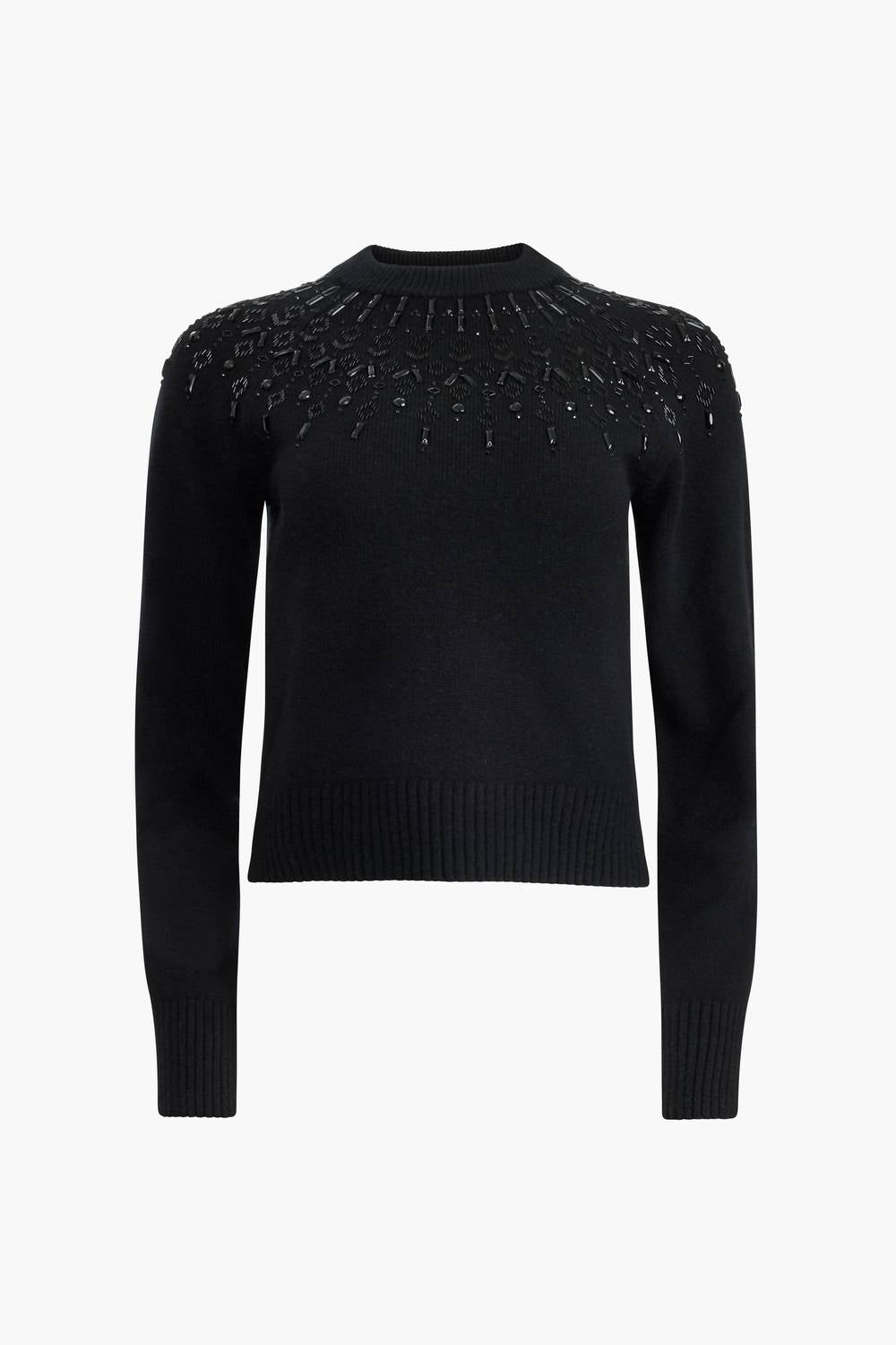 Harold Wollpullover mit Perlenbesatz am Ausschnitt