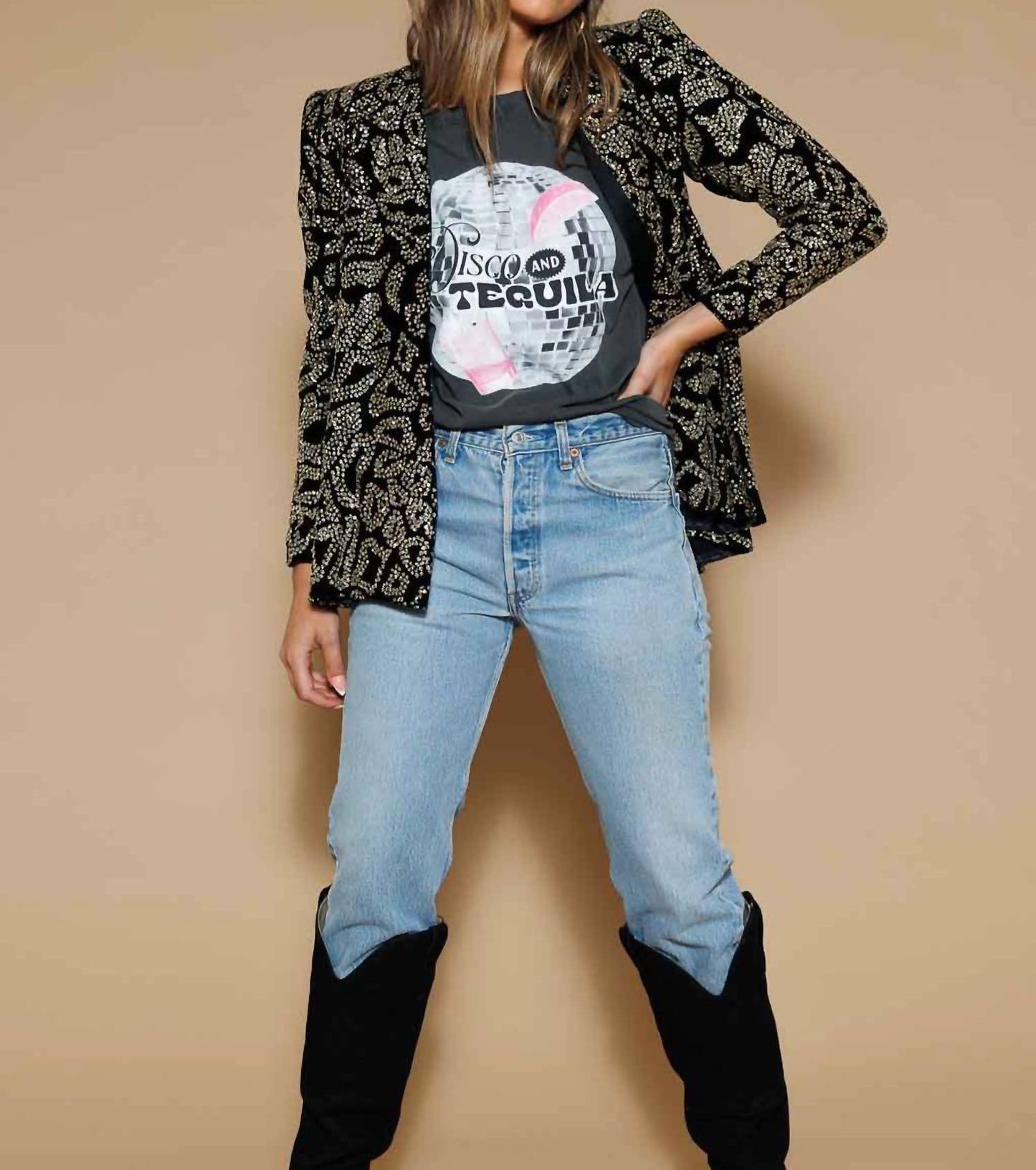 T-Shirt mit kurzen Ärmeln „Disco & Tequila“
