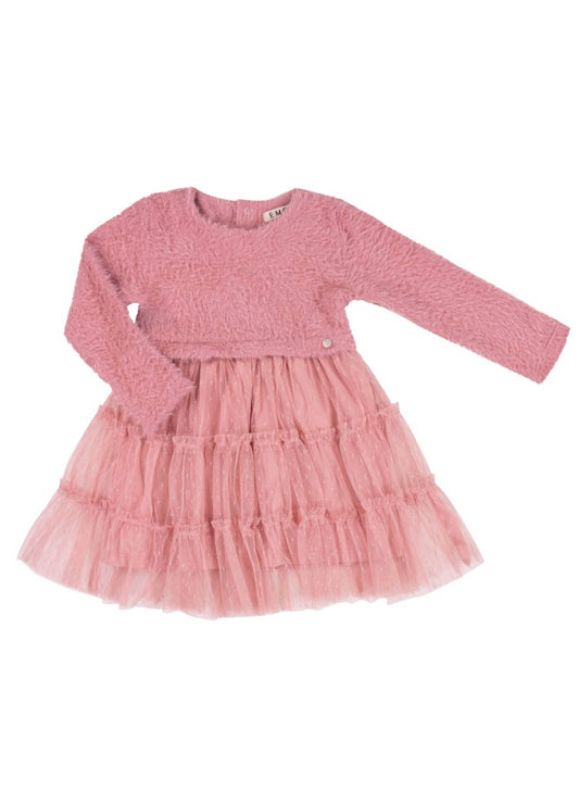 Mädchen Netz- und flauschiges Strickkleid