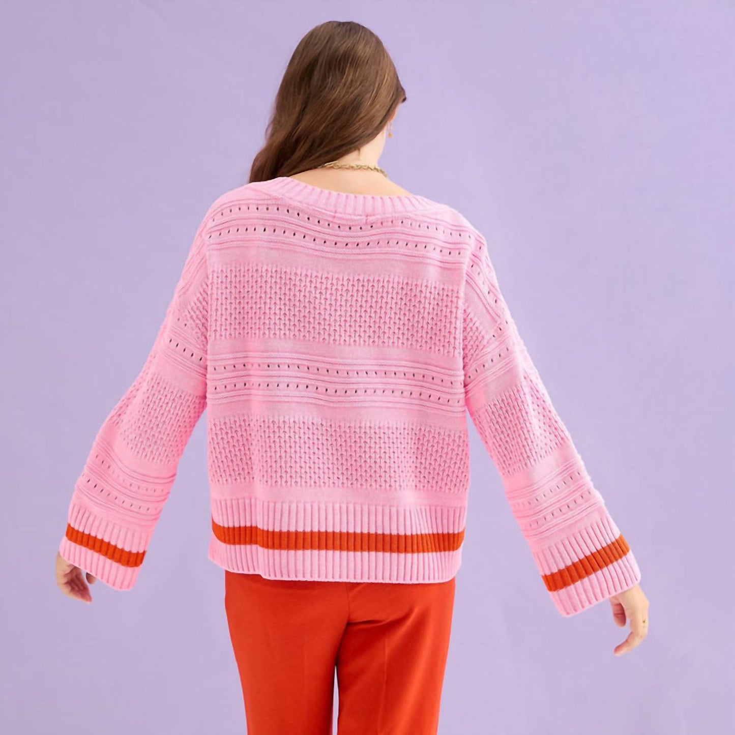 Judith Pointelle Strickpullover mit V-Ausschnitt