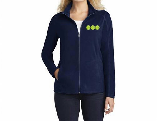 Fleece-Jacke mit durchgehendem Reißverschluss und gesticktem Pickleball-Logo