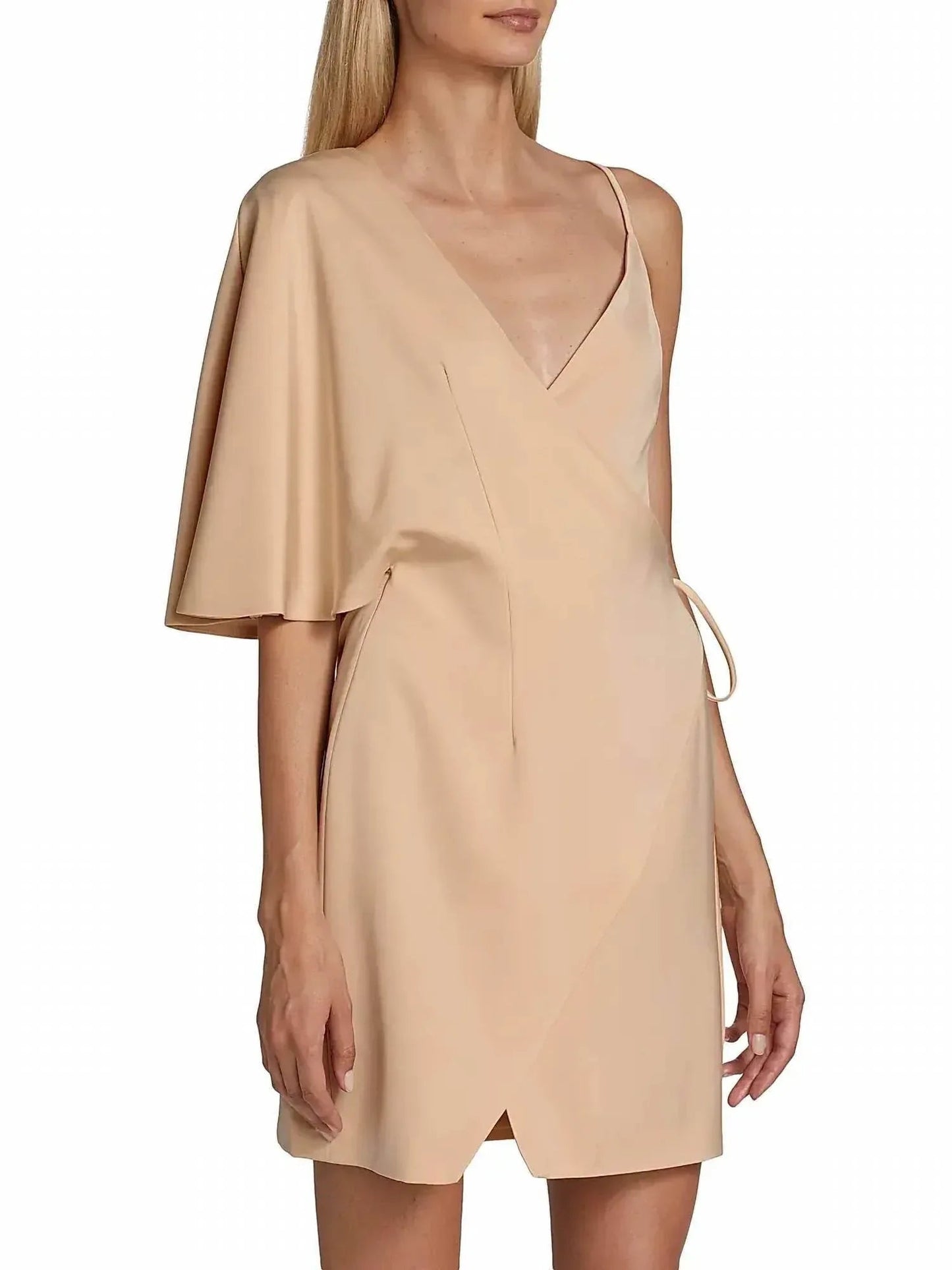 Laurel Wrap Silhouette Flutter Sleeve Mini Dress