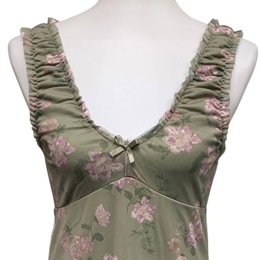 Juniors Cottage Core Floral Tiefes V-Ausschnitt Fit-Flare-Kleid