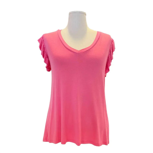 Women's Flutter Sleeve V-Neck Top
