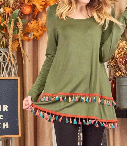 You’ve Got Me Tassled Tunic Top