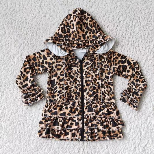 Mädchen Leopard Hoodie Cardigan