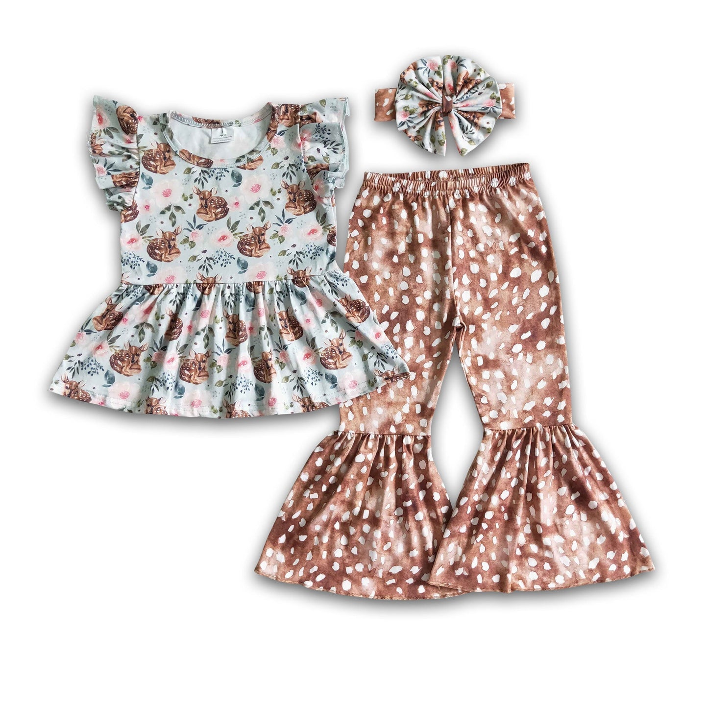 Hirsch Peplum Schlaghose Mädchen Set