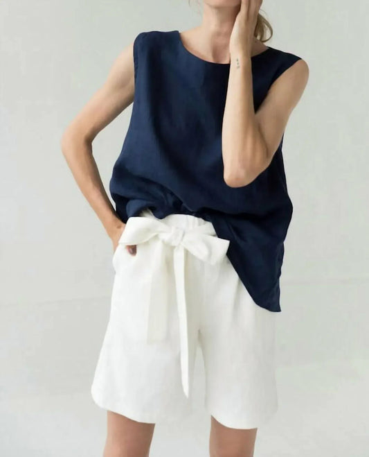 High-Waist-Leinen-Shorts